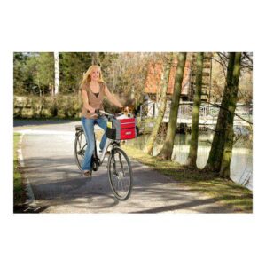 Sykkelkurv nylon grå-rød