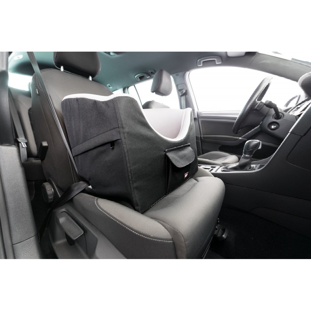 Bilsete til små hunder 41×39×42 cm, sort/grå