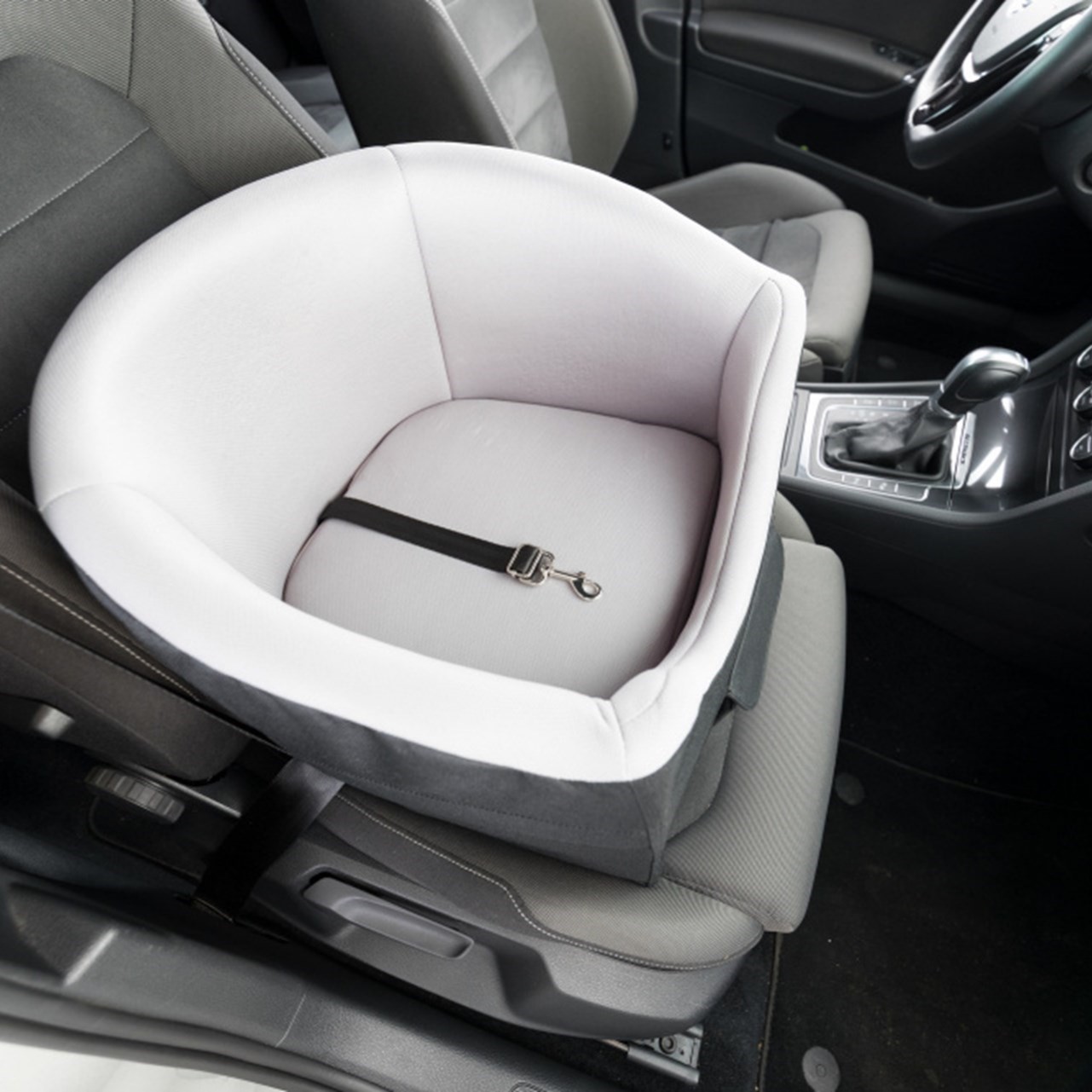 Bilsete til små hunder 41×39×42 cm, sort/grå