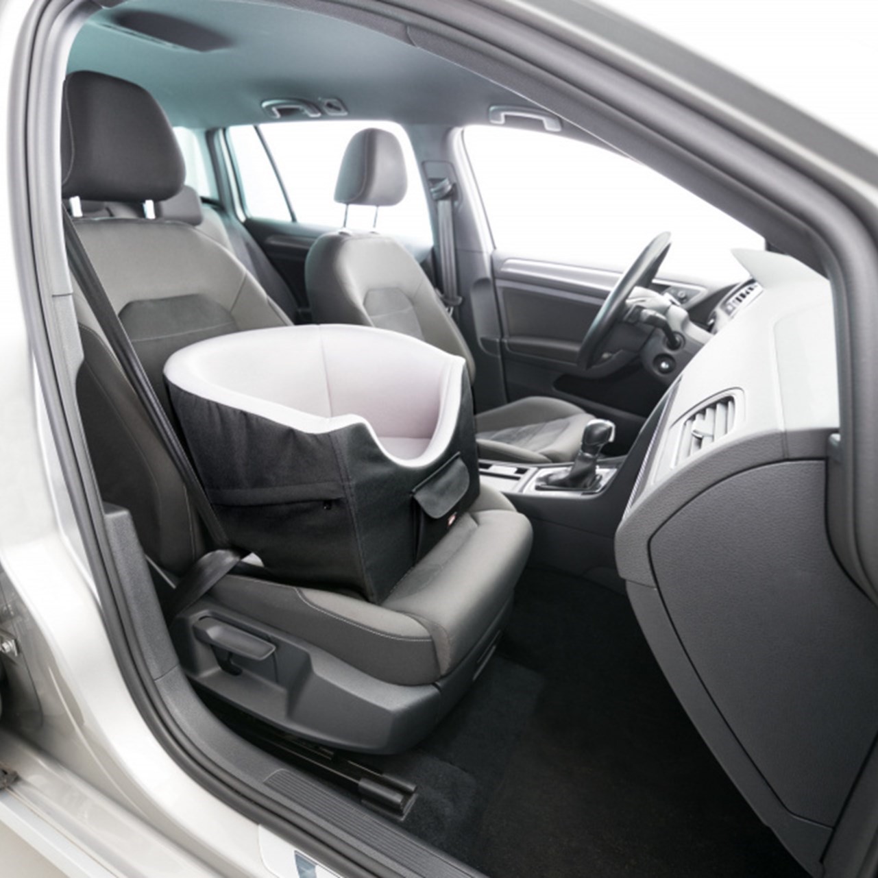 Bilsete til små hunder 41×39×42 cm, sort/grå