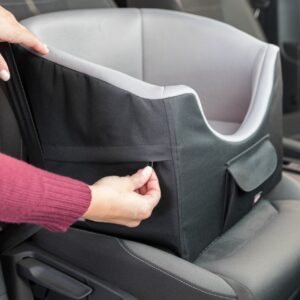 Bilsete til små hunder 41×39×42 cm, sort/grå