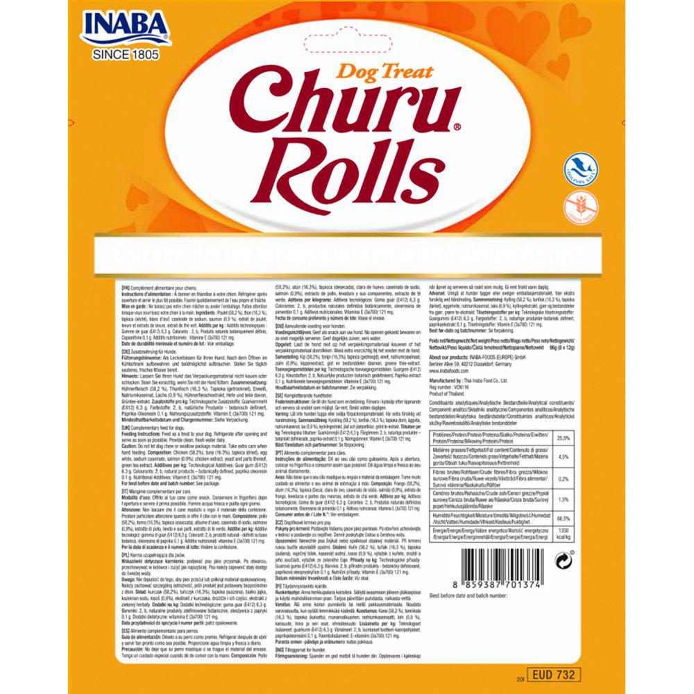 Inaba Churu snacks rull hund Kylling med laks 8stk